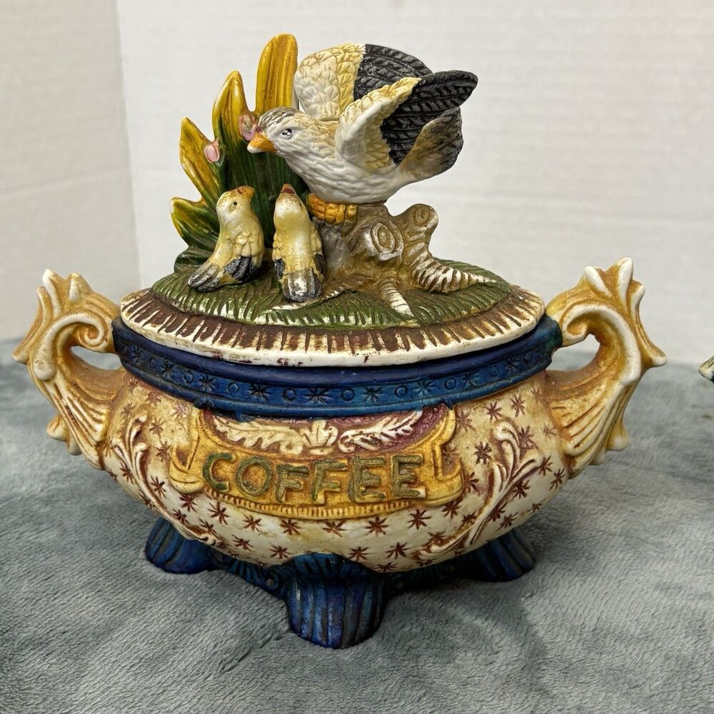 Vintage Ceramic Hand Painted Tea & Coffee Containers - Picture 2 of 15
